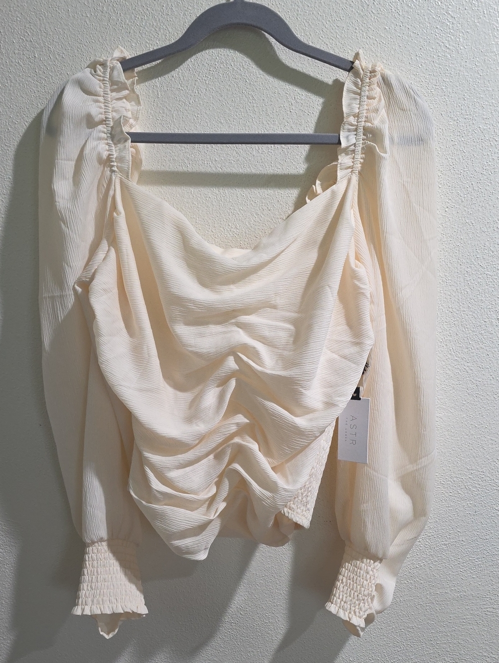 NWT Aster The Label Square Neck Ruched Front Top